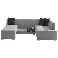 Loungegarnitur 3-tlg Wellington Textil Mit Kissen - Grau, Basics, Textil (300/150/70cm) - Gardenson