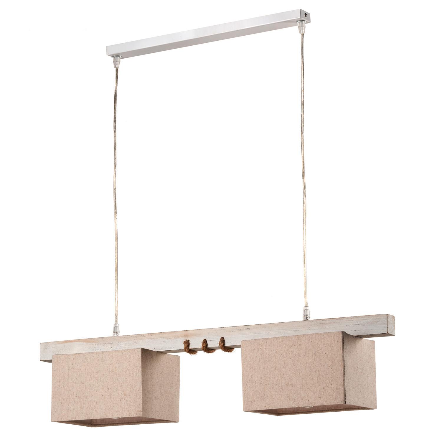 Hängeleuchte 5037/2 - Beige, Natur, Holz/Textil (80/15/100cm)