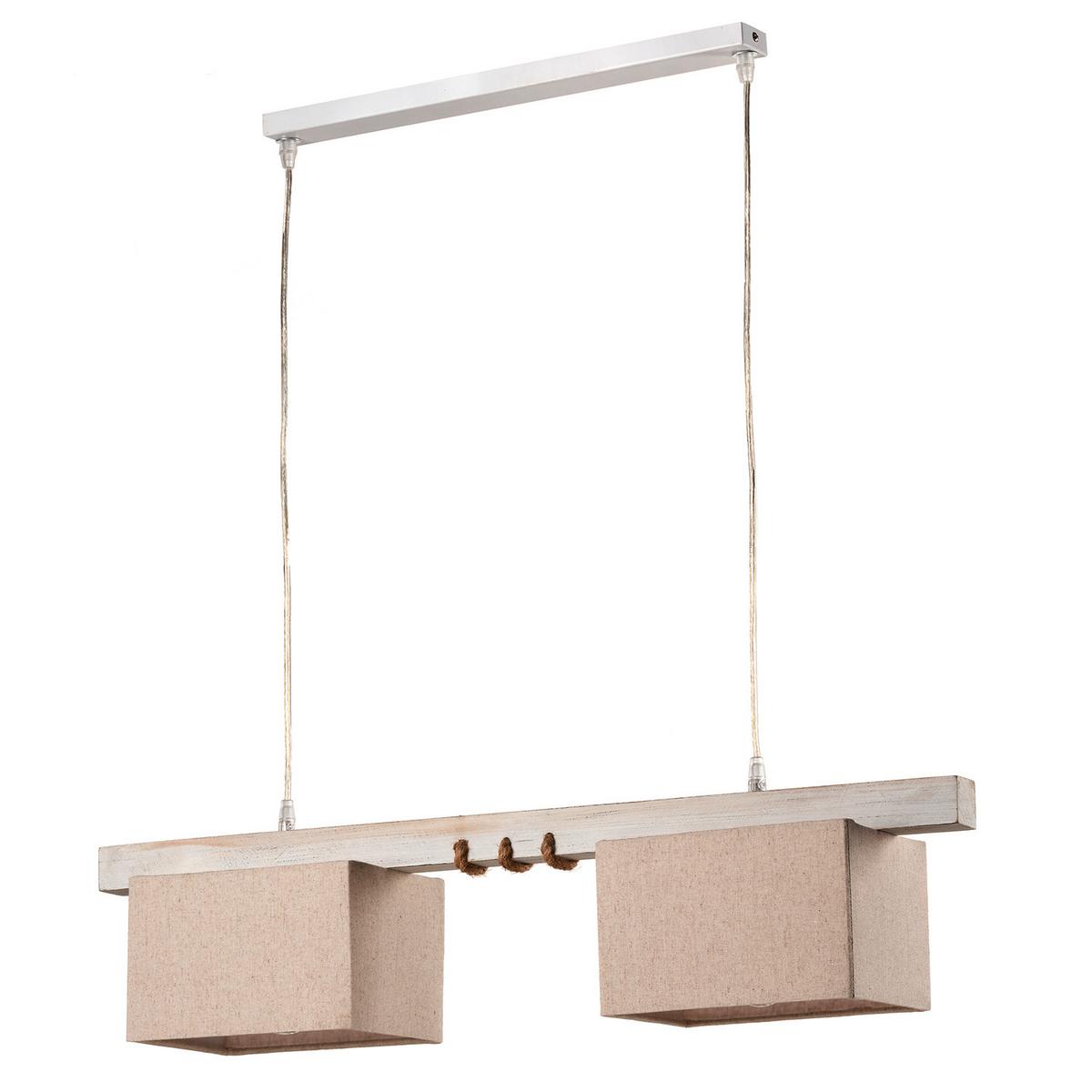 Hängeleuchte 5037/2 - Beige, Natur, Holz/Textil (80/15/100cm)