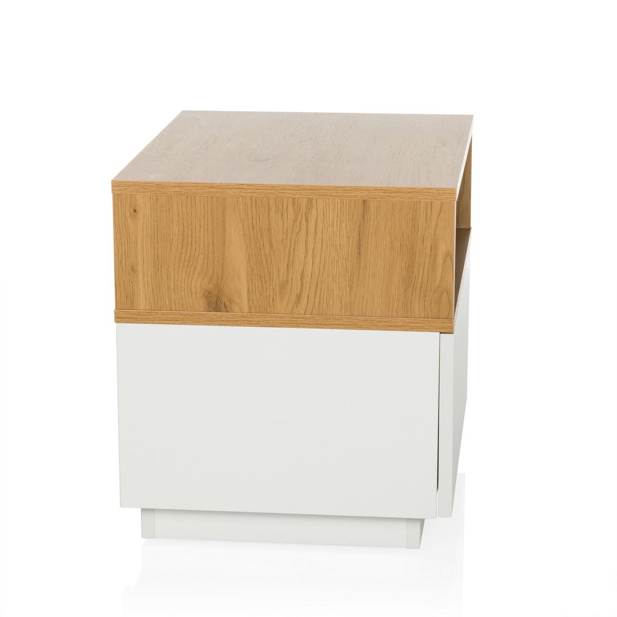 Beistelltisch Melmo Weiß/Eiche Dekor B: 50cm - Eichefarben/Weiß, MODERN, Holzwerkstoff/Kunststoff (50/45/40cm) - MID.YOU