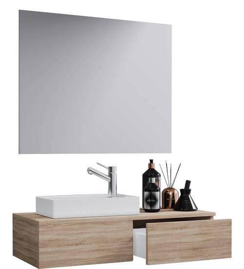 Badezimmer Gudas Sonoma Eiche B: 85 cm - Weiß/Sonoma Eiche, MODERN, Keramik/Holzwerkstoff (85cm) - MID.YOU