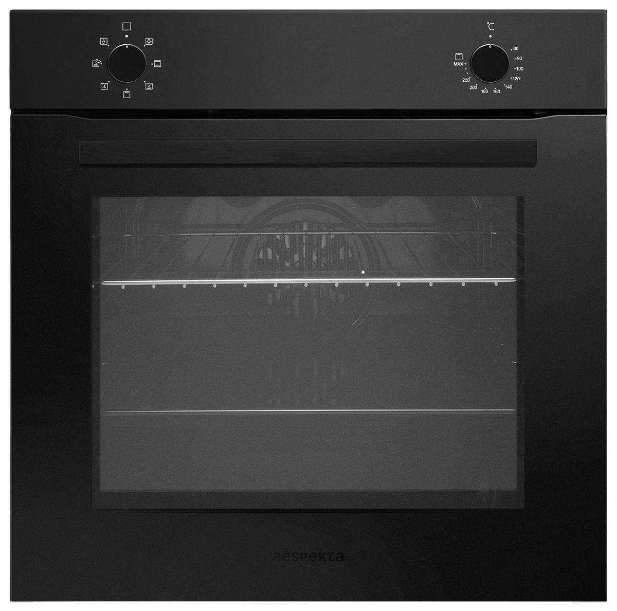 Einbaubackofen Schwarz B: 59,4 cm - Schwarz, Basics, Glas/Metall (59,4/59,5/52,1cm) - Respekta