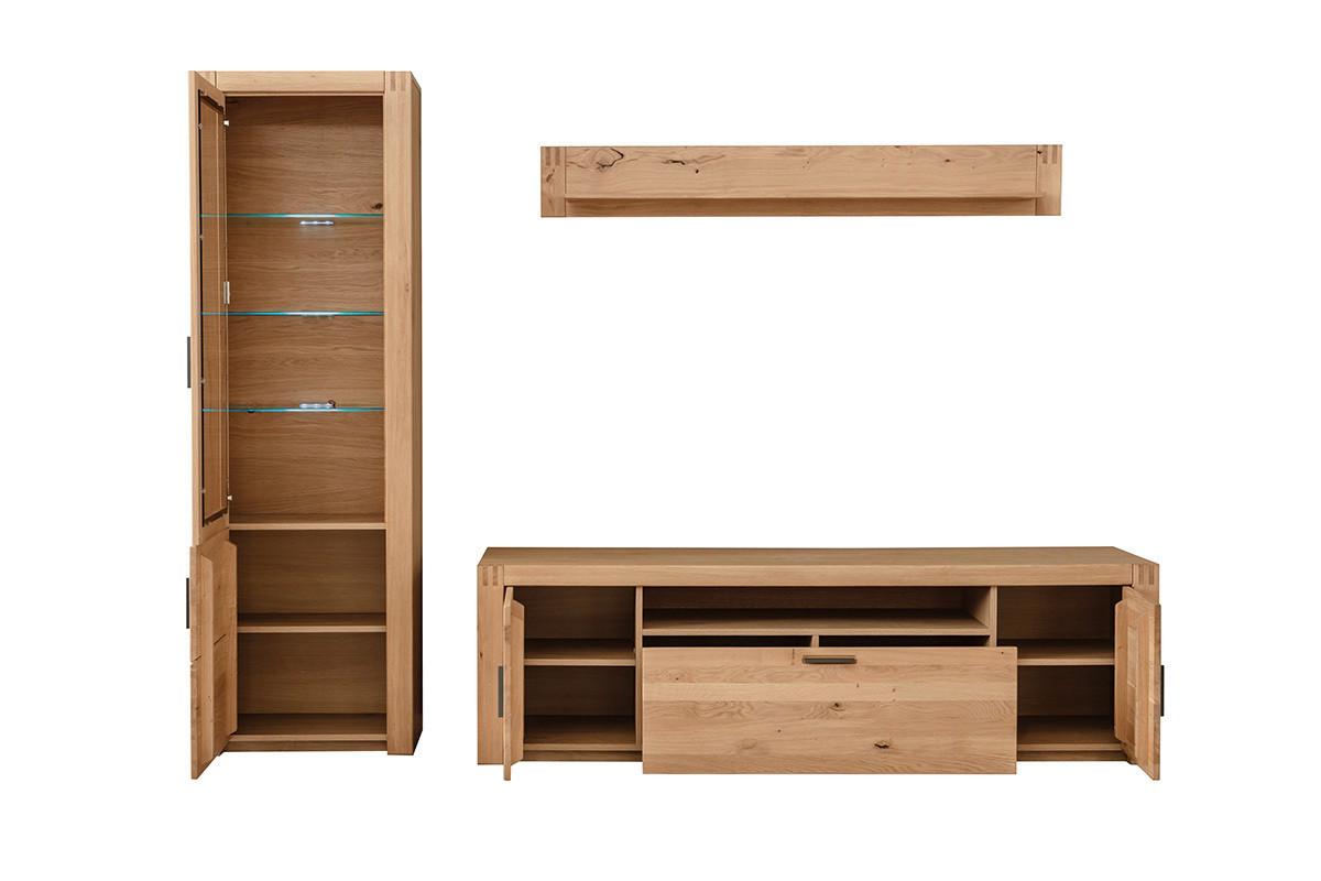 Wohnwand Prag - Eichefarben, Design, Glas/Holz (283/203/50cm)