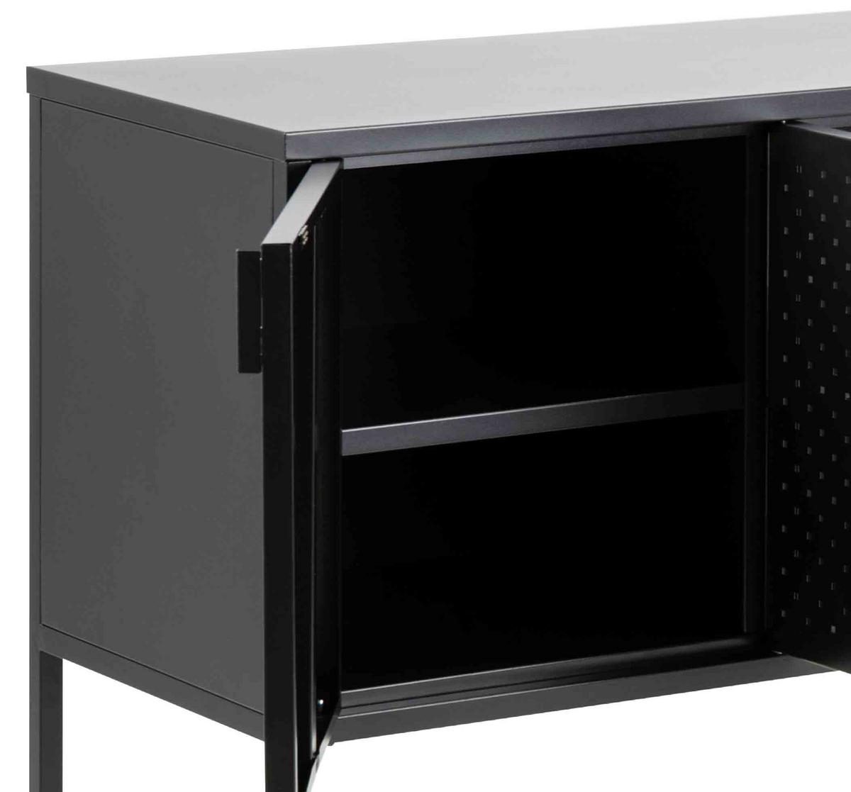 Sideboard Metall Mit 3 Türen 120 Cm Newton Trend Schwarz - Schwarz, Trend, Metall (120/80/40cm) - MID.YOU