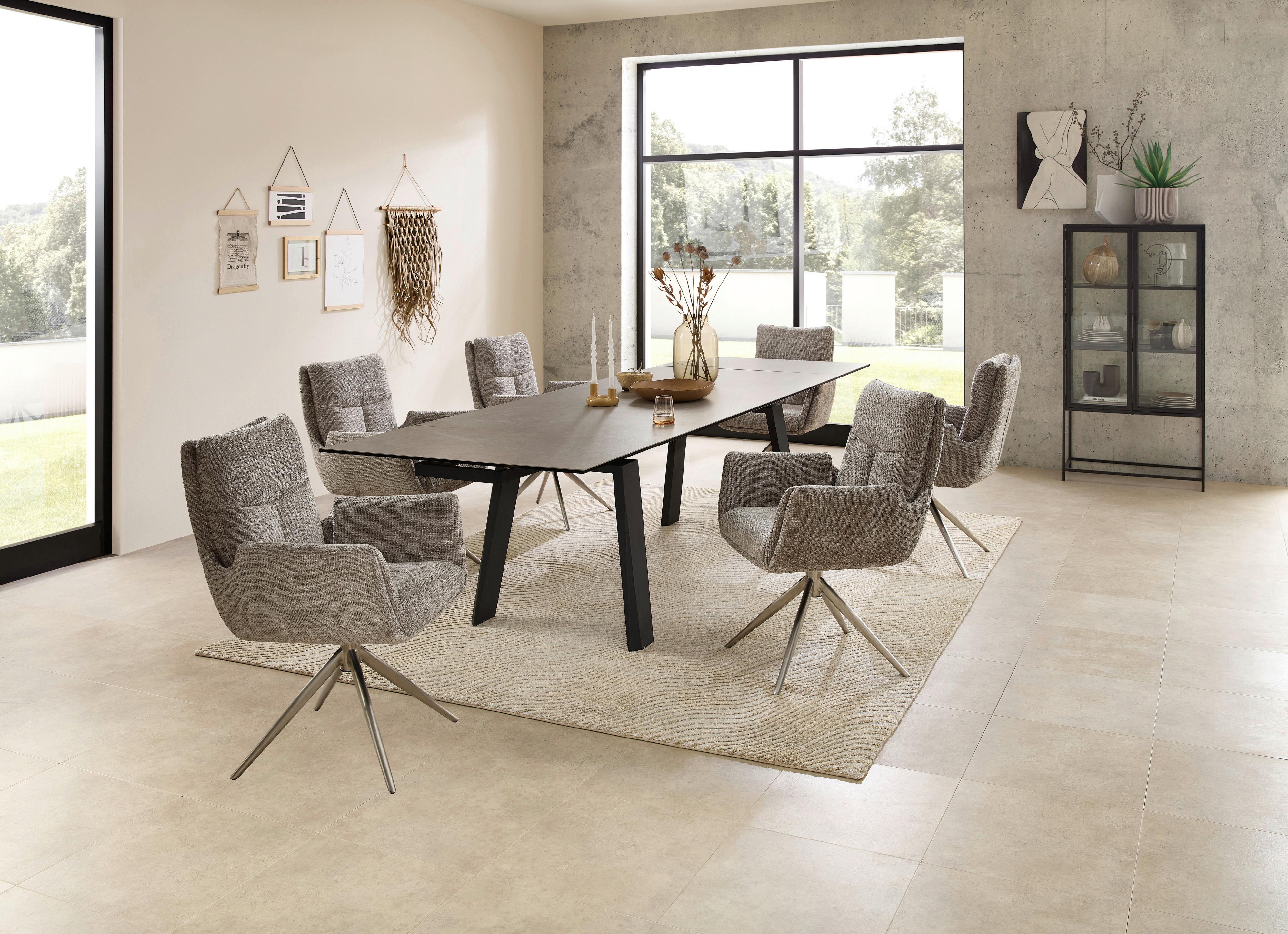 Esstisch Janis Grau/schwarz - Schwarz/Grau, MODERN, Glas/Keramik (200-300/100/76cm) - Livetastic