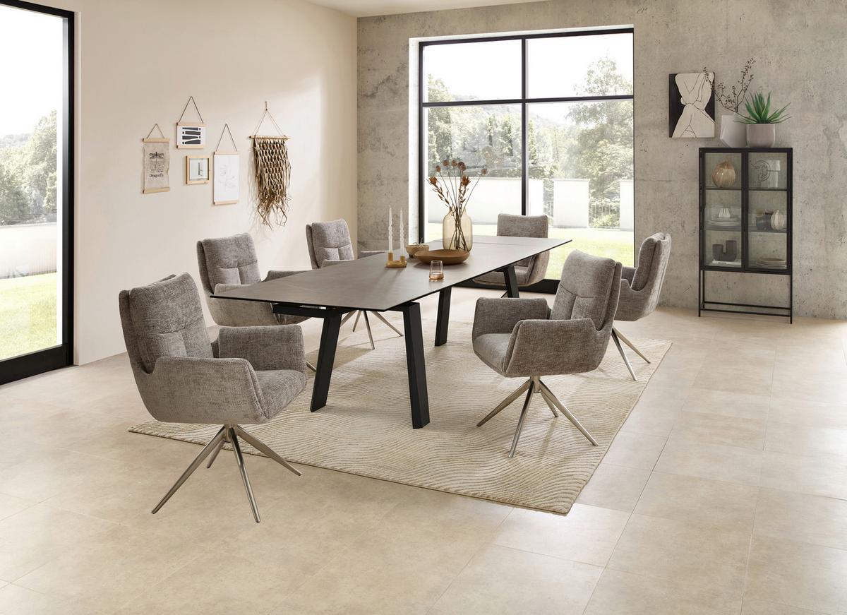 Esstisch Janis Grau/Schwarz - Schwarz/Grau, MODERN, Glas/Keramik (200-300/100/76cm) - Livetastic