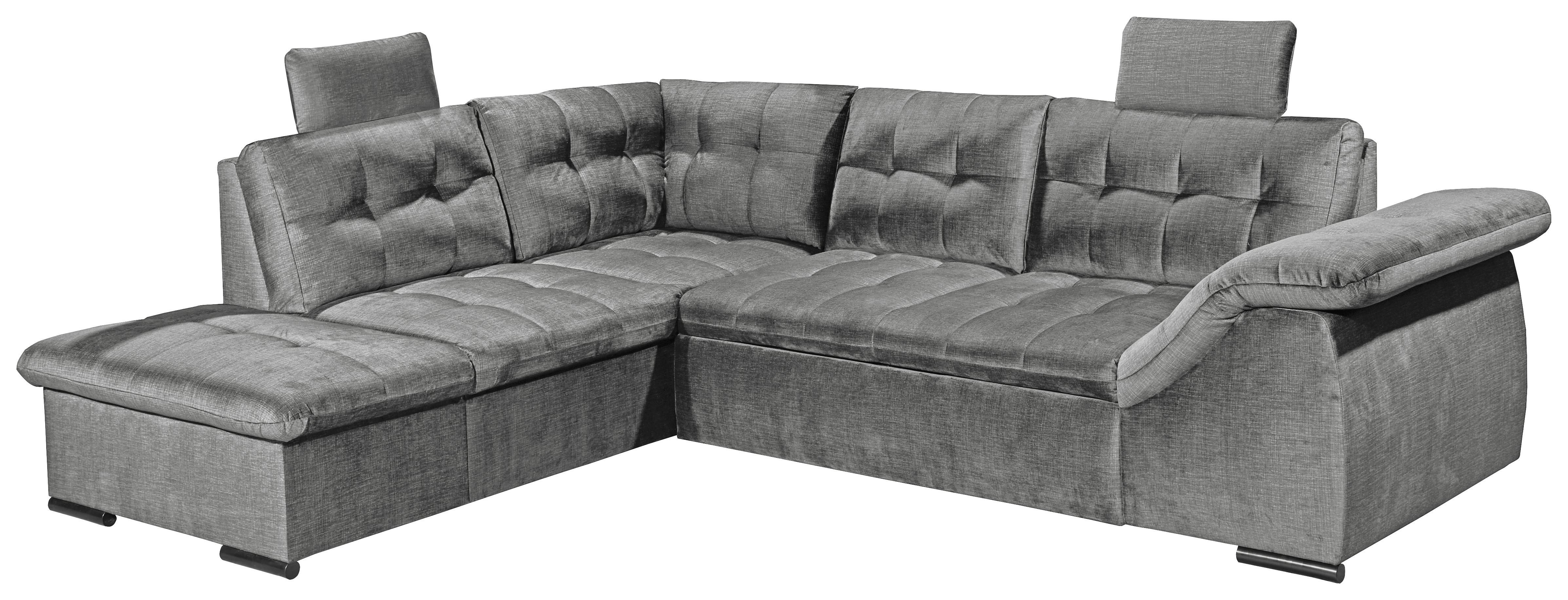 Ecksofa Estrella Grau S: 217x283 cm - Schwarz/Grau, KONVENTIONELL, Textil (217/283cm) - MID.YOU