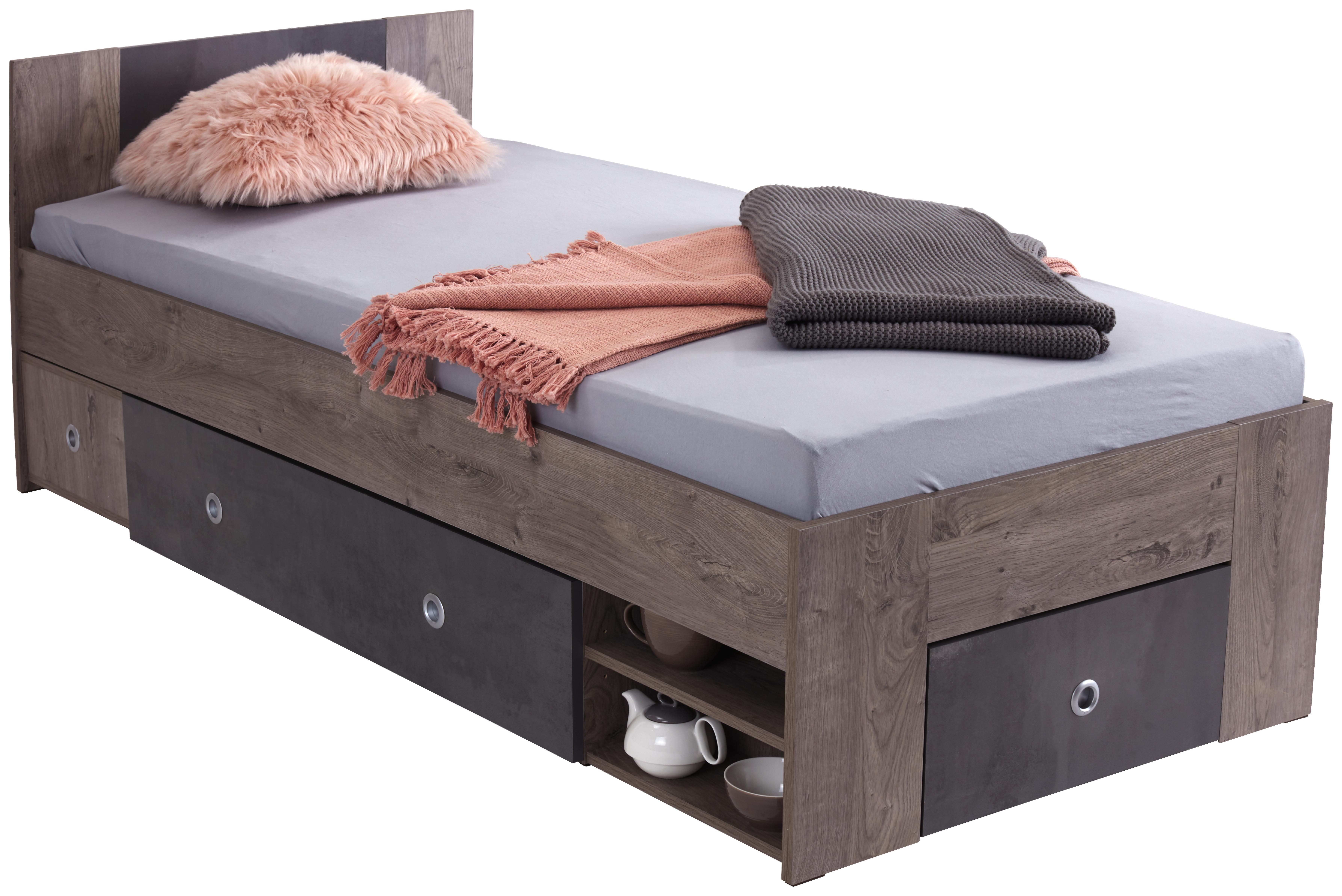 Bett Azurro 90 - Eichefarben, MODERN, Holzwerkstoff (204/75/95cm)