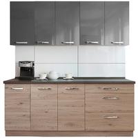 Konyhablokk Emma - tölgyfa színű/sötétszürke, Modern, faalapú anyag (200cm)