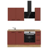 Küchenleerblock Easytouch High-Line, H1 Rechts - Eichefarben/Rot, MODERN, Holzwerkstoff (180cm) - Nobilia