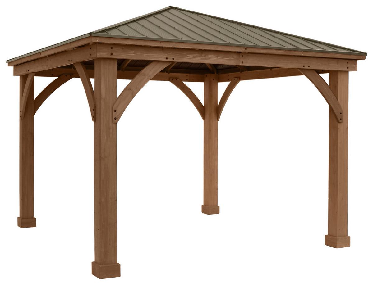 Pavillon Devon 366x366cm Wetterfest - Bronzefarben/Mokka, Basics, Holz/Metall (366/320/366cm)