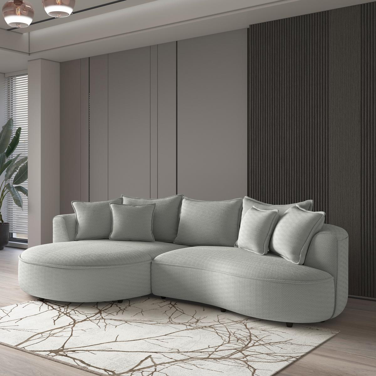 Rohová sedačka LEVI, ľavá, jadeitovozelená, so 7 vankúšmi - čierna/jadeitovozelená, Modern, textil/plast (168/287cm)
