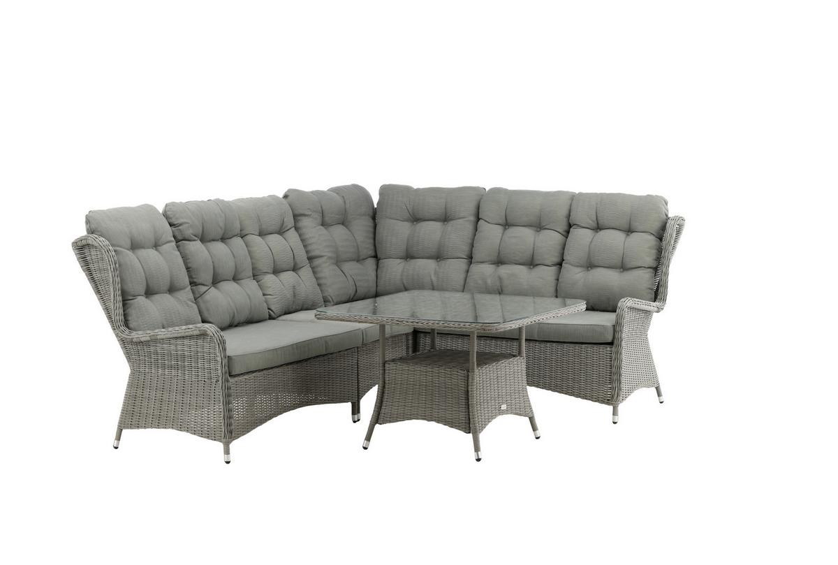 Loungegarnitur Washington - Grau, KONVENTIONELL, Kunststoff/Textil - Gardenson