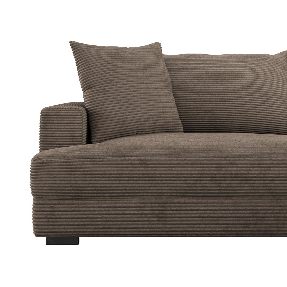 Ecksofa Pelle m. Kissen hellbraun Cord 265x180cm - Hellbraun/Schwarz, MODERN, Textil (265/180cm)