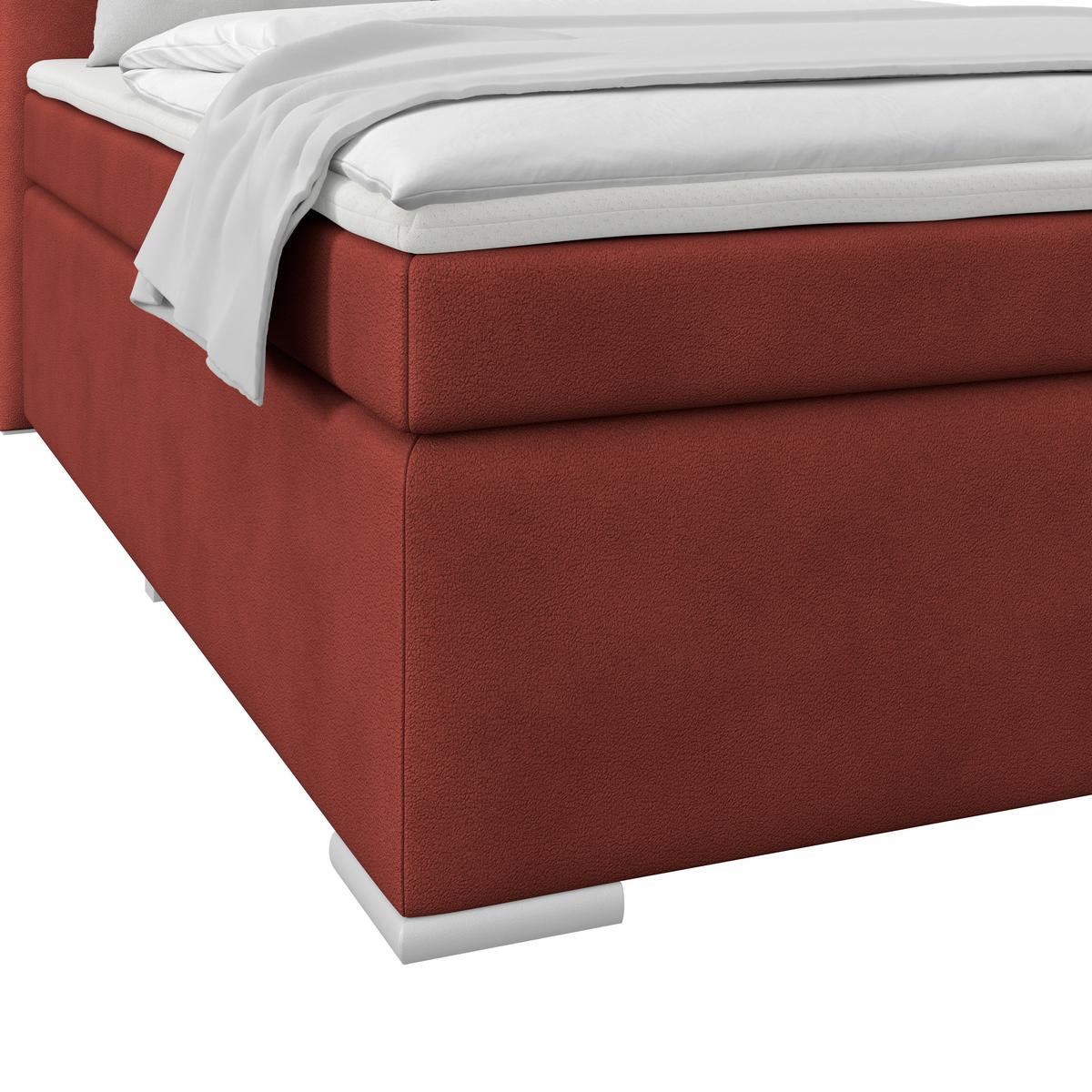 Boxspringbett Mira 1 - Dunkelrot, Basics, Holz/Kunststoff (120/200cm)