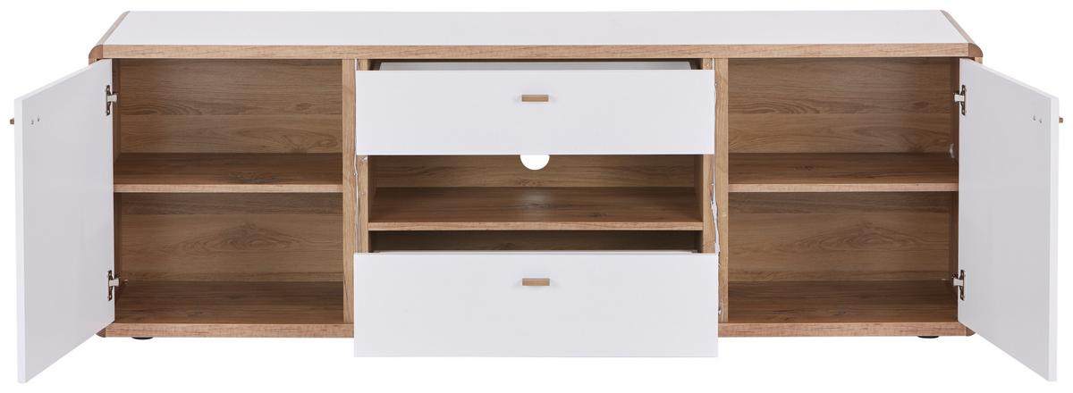 Phonotisch Ronda B: 178 cm Weiß/Eiche Dekor - Eichefarben/Weiß, MODERN, Holzwerkstoff (178/61/46,4cm)