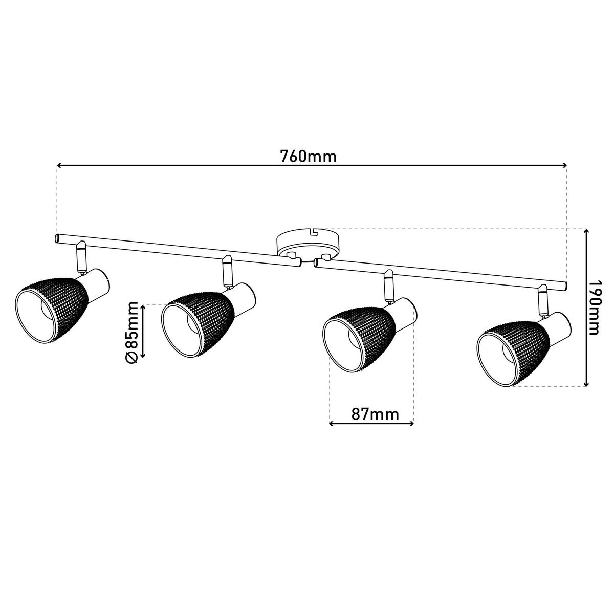 Deckenstrahler Exkl. 4x E14, 40w - Schwarz, LIFESTYLE, Glas/Metall (76/19cm) - Näve