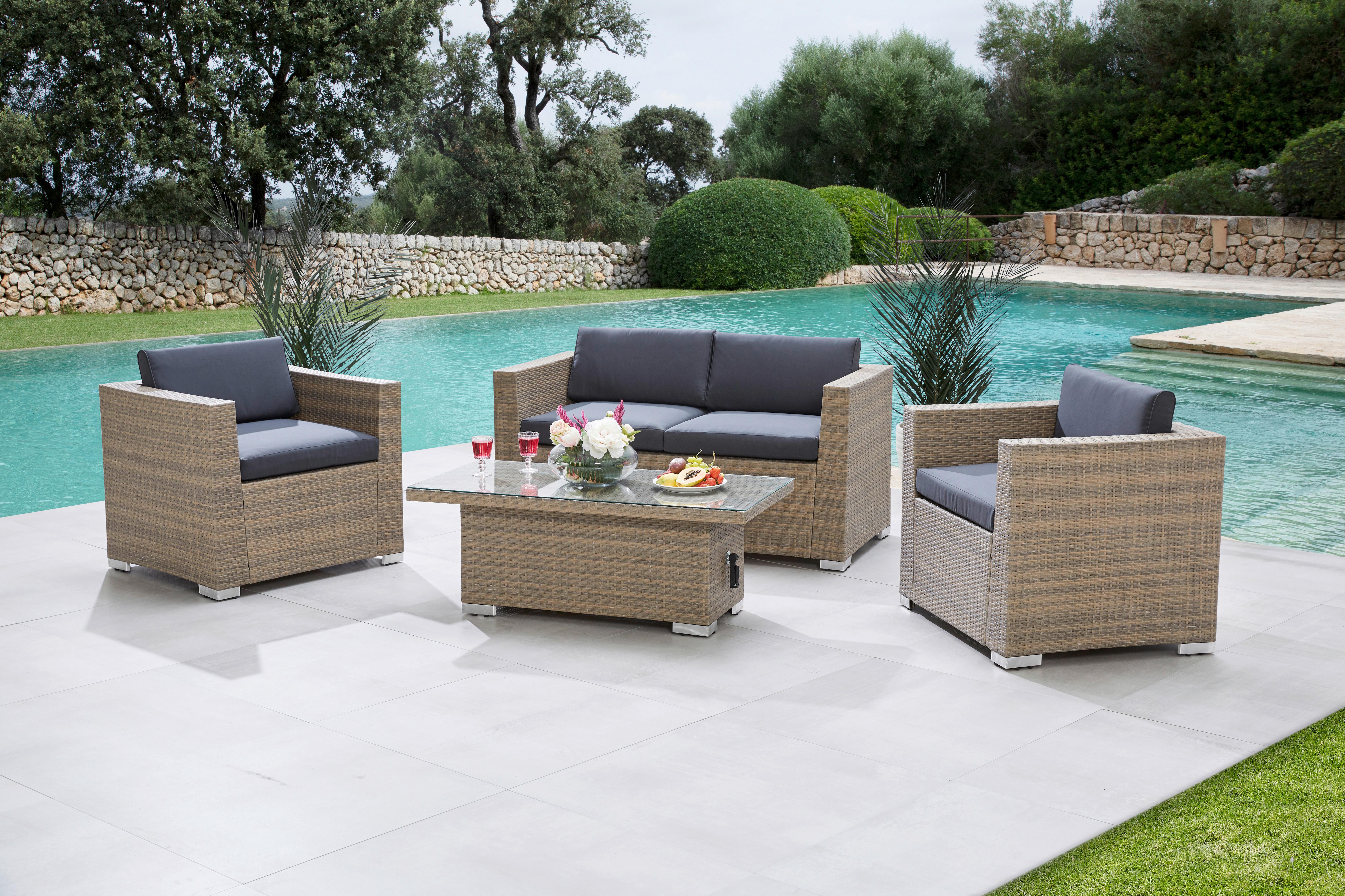 Gartenbank Kunststoff/Textil 2-Sitzer Bellante