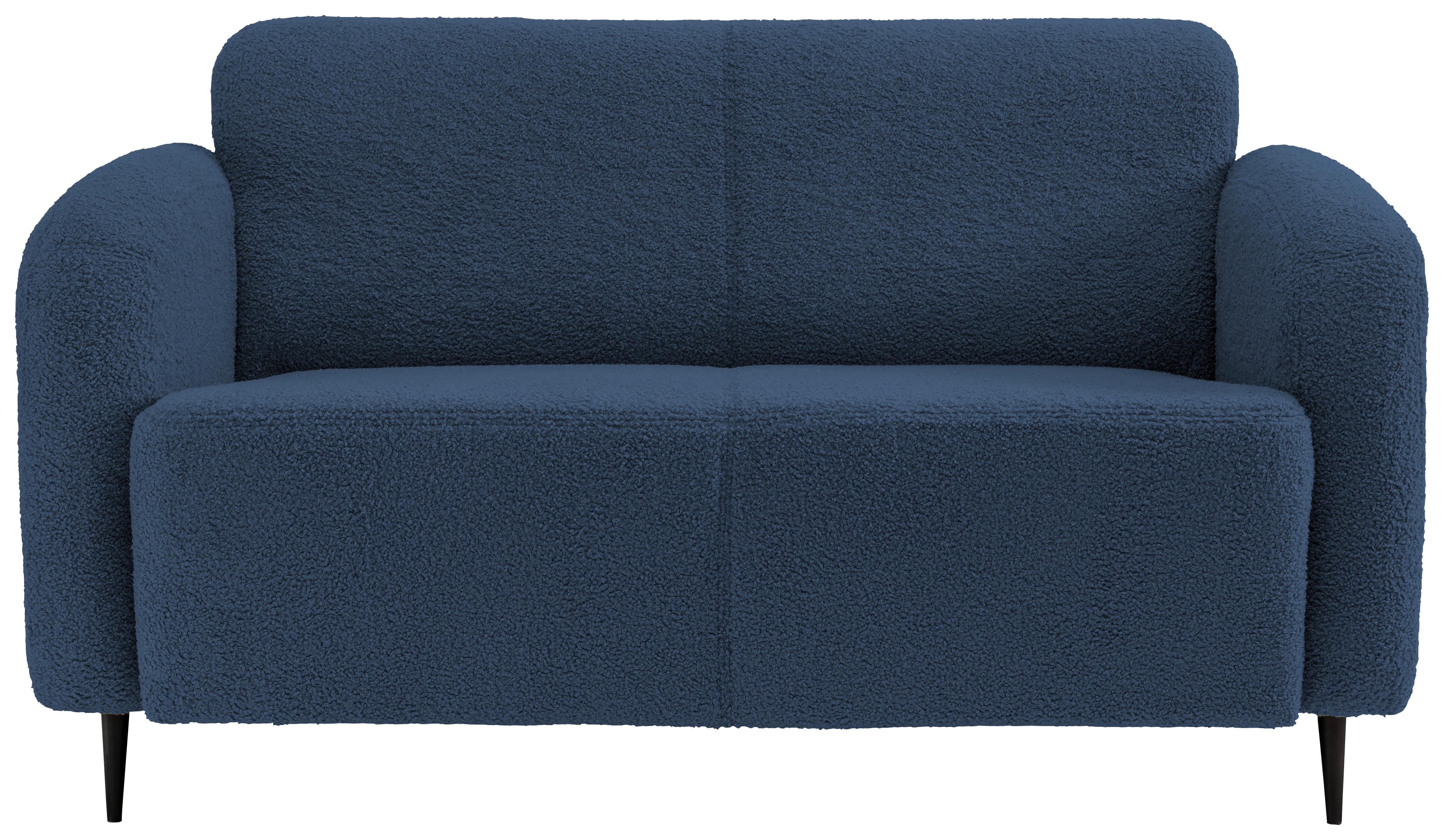 2-Sitzer-Sofa Marone Blau Teddystoff - Blau/Schwarz, MODERN, Textil (140/76/90cm) - Livetastic