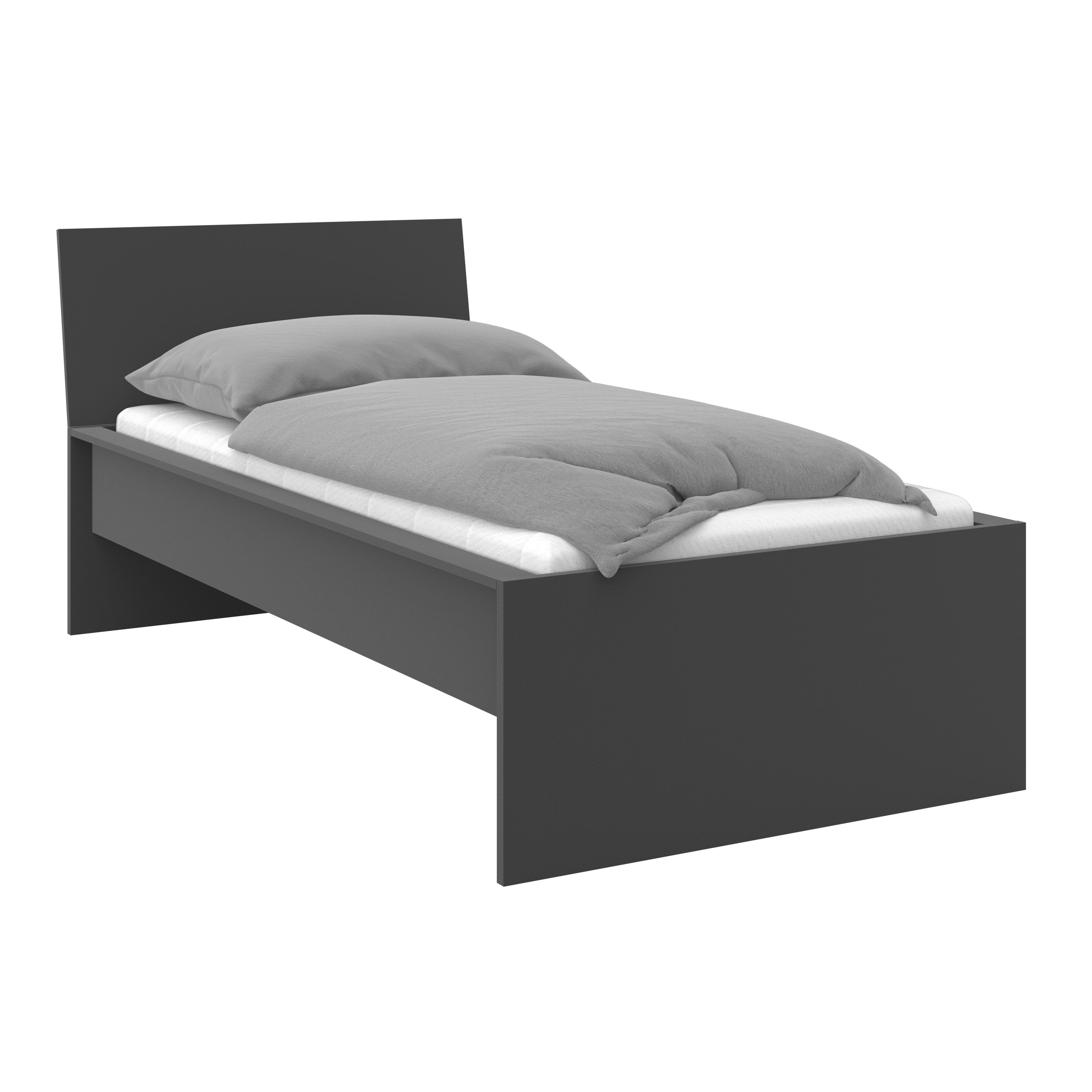 Unit Elements Bettrahmen 90x200 cm Weiß - Anthrazit, KONVENTIONELL, Holzwerkstoff (90/200cm) - Ondega