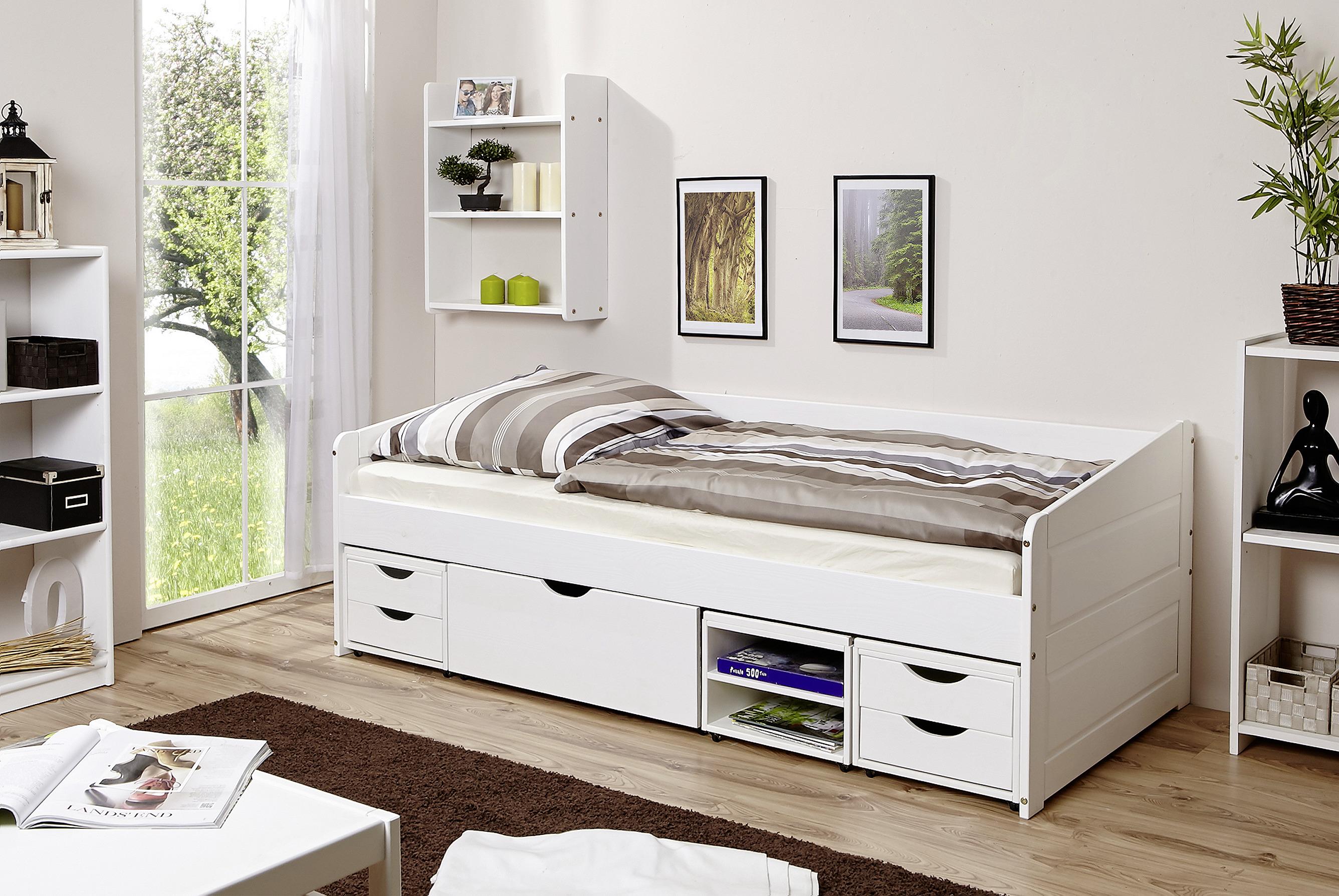 Posteľ MICKI biela - biela, Natur, drevo (90/200cm) - MID.YOU