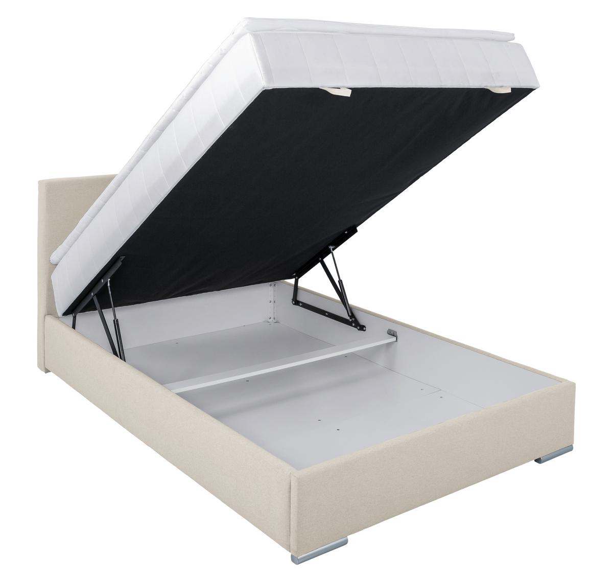 Polsterbett mit Matratze 140x200 Cosi Sandfarben - Sandfarben/Chromfarben, KONVENTIONELL, Holz/Textil (140/200cm)