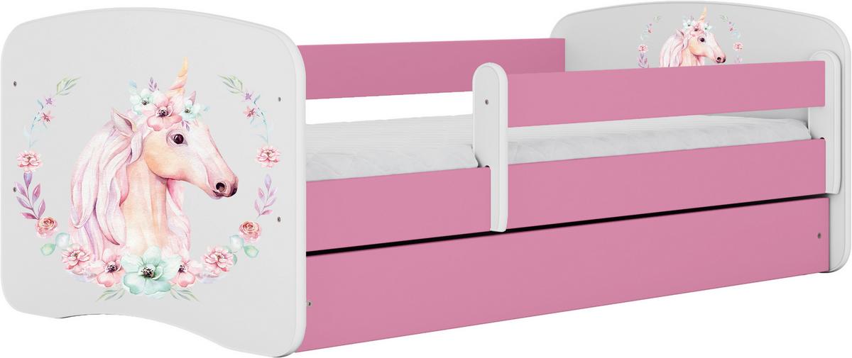 Kinder-/Juniorbett Babydreams Inkl. Matratze 80x160 - Pink/Birkefarben, MODERN, Holz/Holzwerkstoff (80/160cm) - MID.YOU