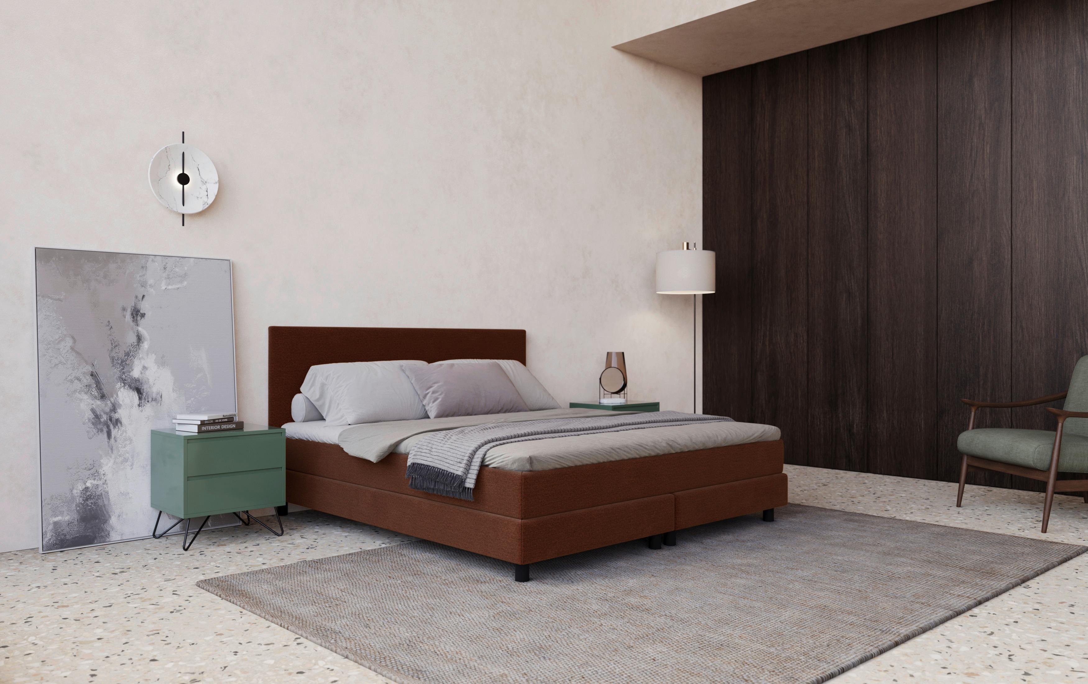 Boxbett mit Topper Andorra 180x200 cm Braun - Schwarz/Braun, MODERN, Holzwerkstoff/Textil (180/200cm) - MID.YOU