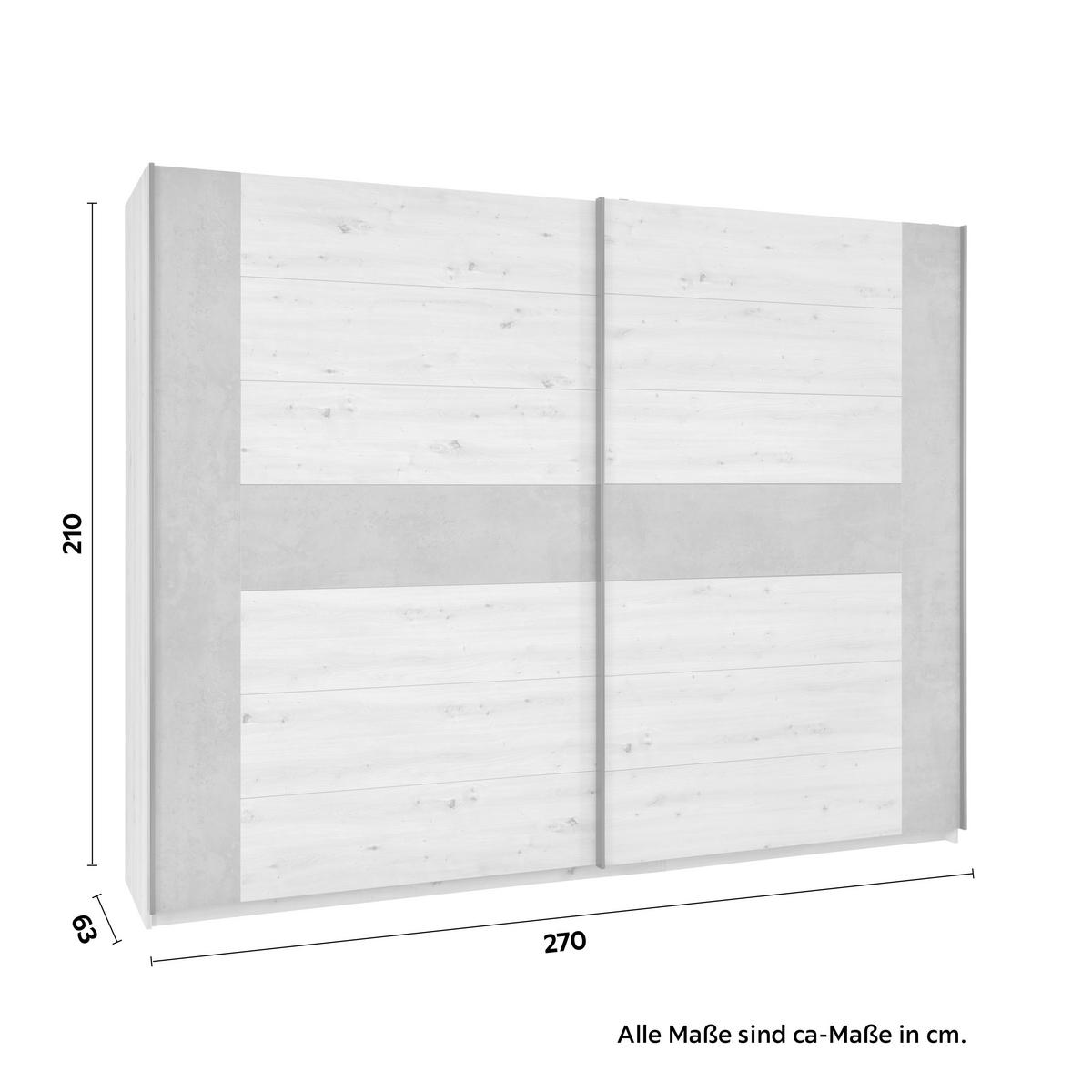 Skriňa s posuv.dverami CHANTON š.270 cm,dub Artisan/tmavosivá - čierna/sivá, Modern, kov/kompozitné drevo (270/210/63cm) - Mömax