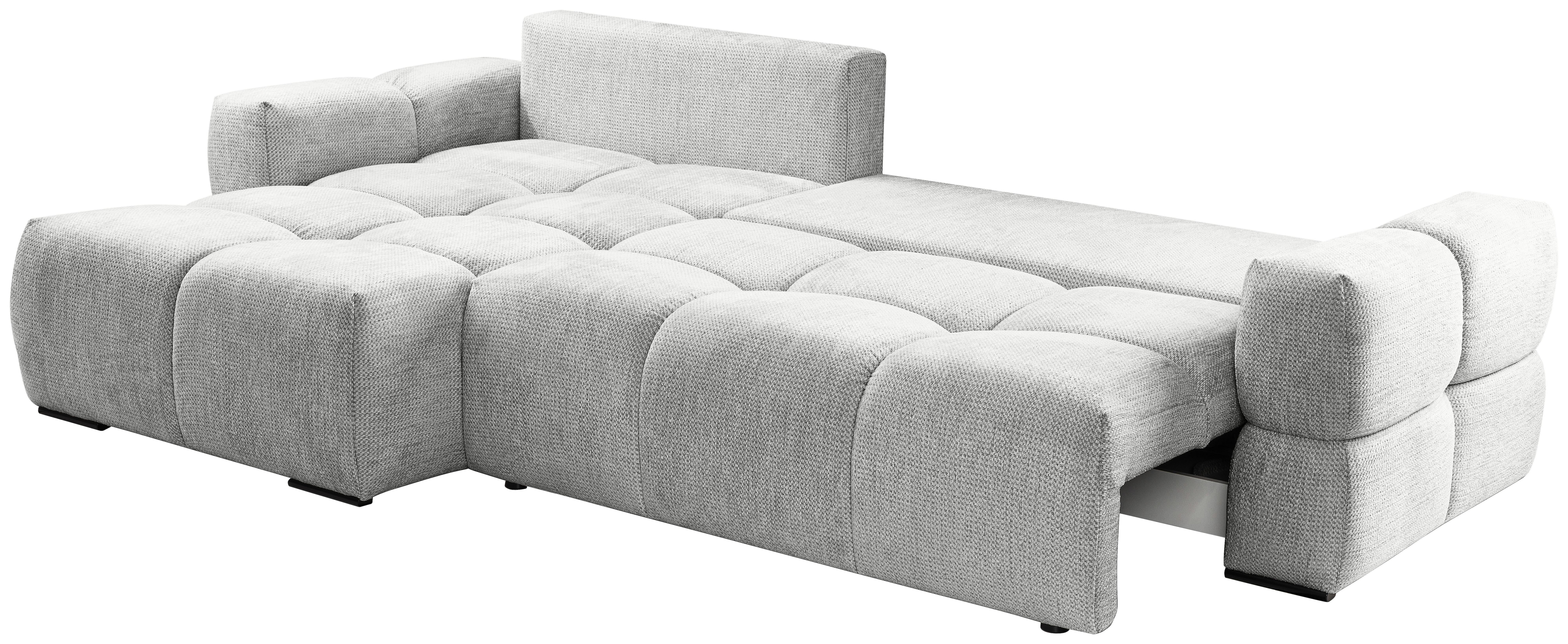 Ecksofa Taremi, Silberfarben 173x299 - Silberfarben/Schwarz, Design, Textil (173/299cm) - Stylife