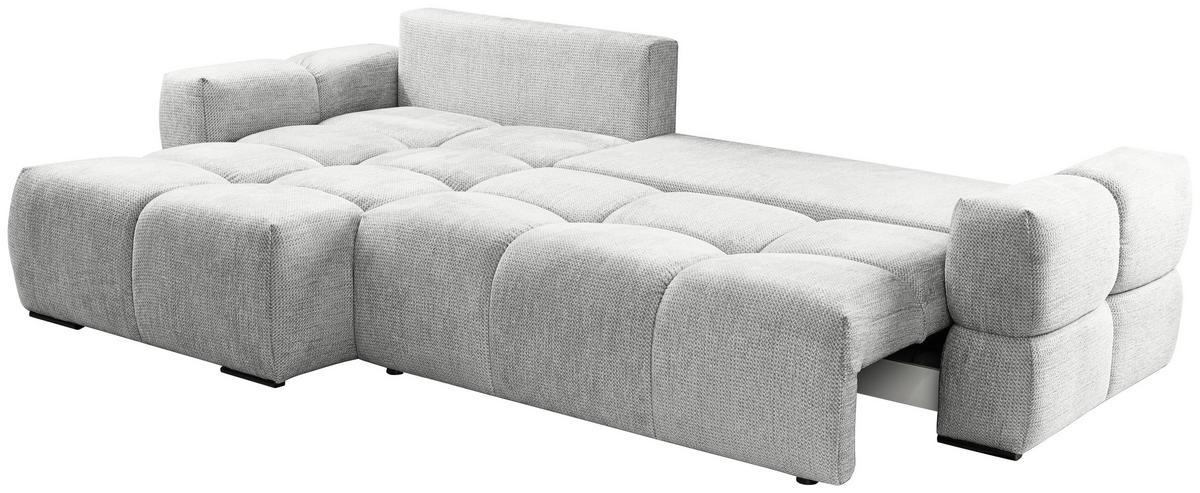 Ecksofa Taremi, Silberfarben 173x299 - Silberfarben/Schwarz, Design, Textil (173/299cm) - Stylife