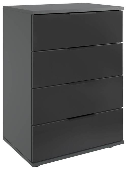 Nachkästchen Graphitfarben H: 74 Cm Saigon - Klar/Schwarz, MODERN, Glas/Holzwerkstoff (52/74/38cm) - MID.YOU