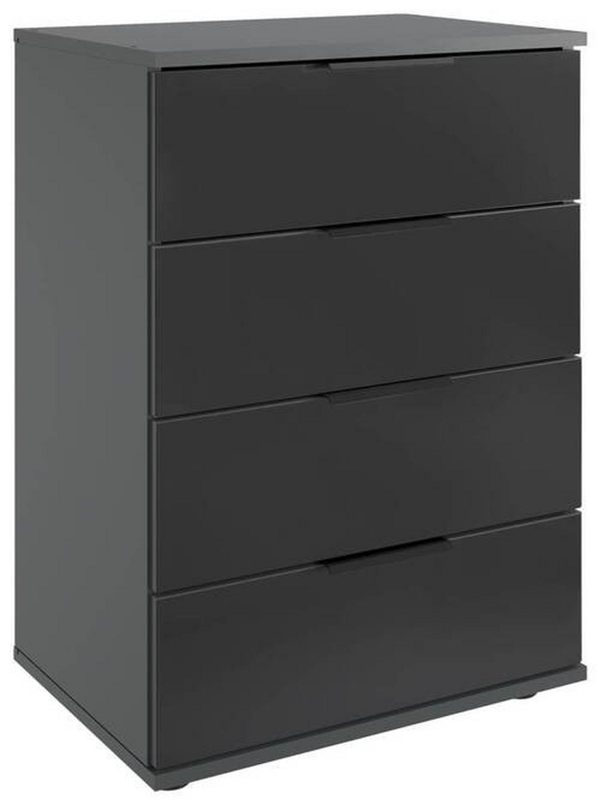 Nachkästchen Graphitfarben H: 74 Cm Saigon - Klar/Schwarz, MODERN, Glas/Holzwerkstoff (52/74/38cm) - MID.YOU
