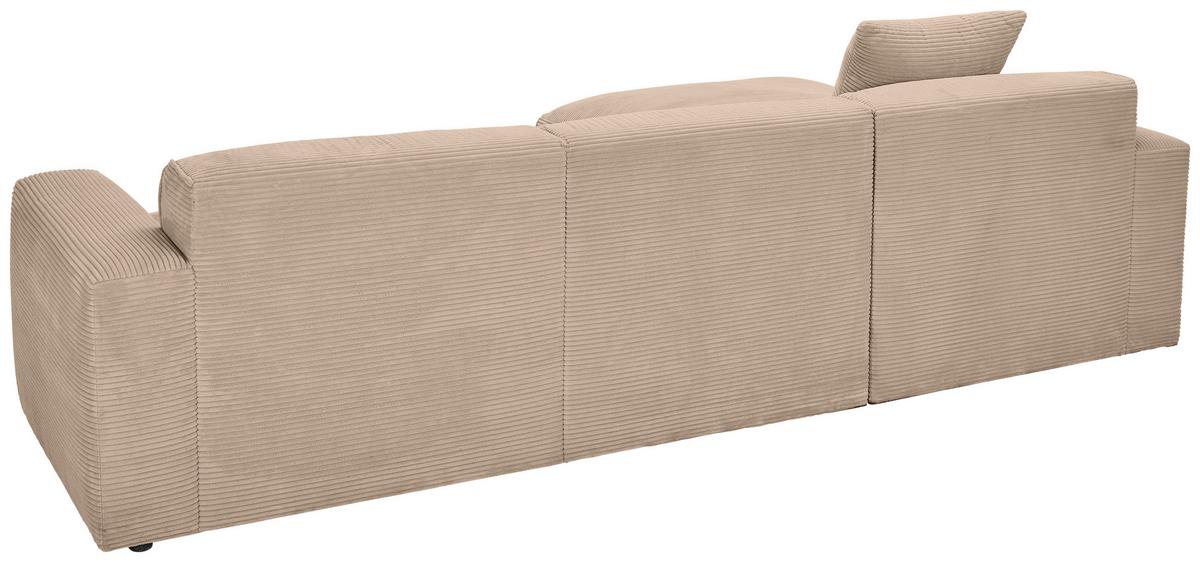 Ecksofa Pearl - Hellbraun/Schwarz, Design, Textil (196/303cm) - Livetastic