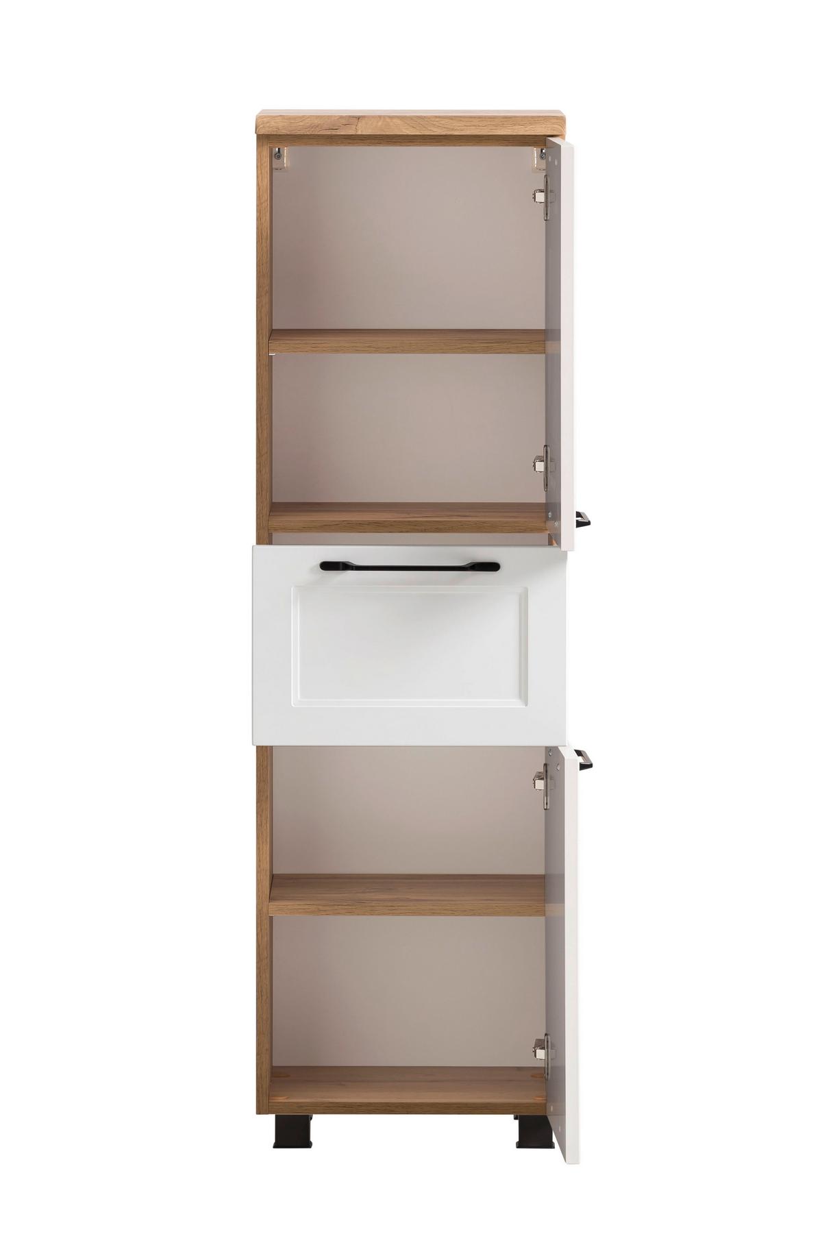 Vysoká skrinka ELAMU -EXKLUSIV- - čierna/biela, Romantik / Landhaus, kov/kompozitné drevo (40/130/35cm) - Mömax