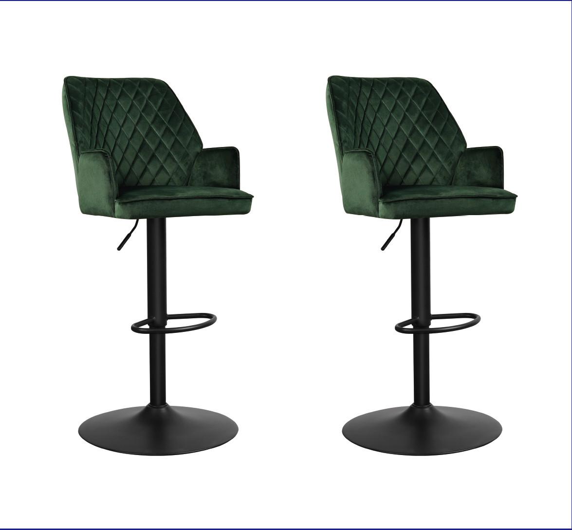 Barhocker-Set Donny Grün B: 54 cm - Schwarz/Grün, MODERN, Textil/Metall (54/100/58cm) - MID.YOU