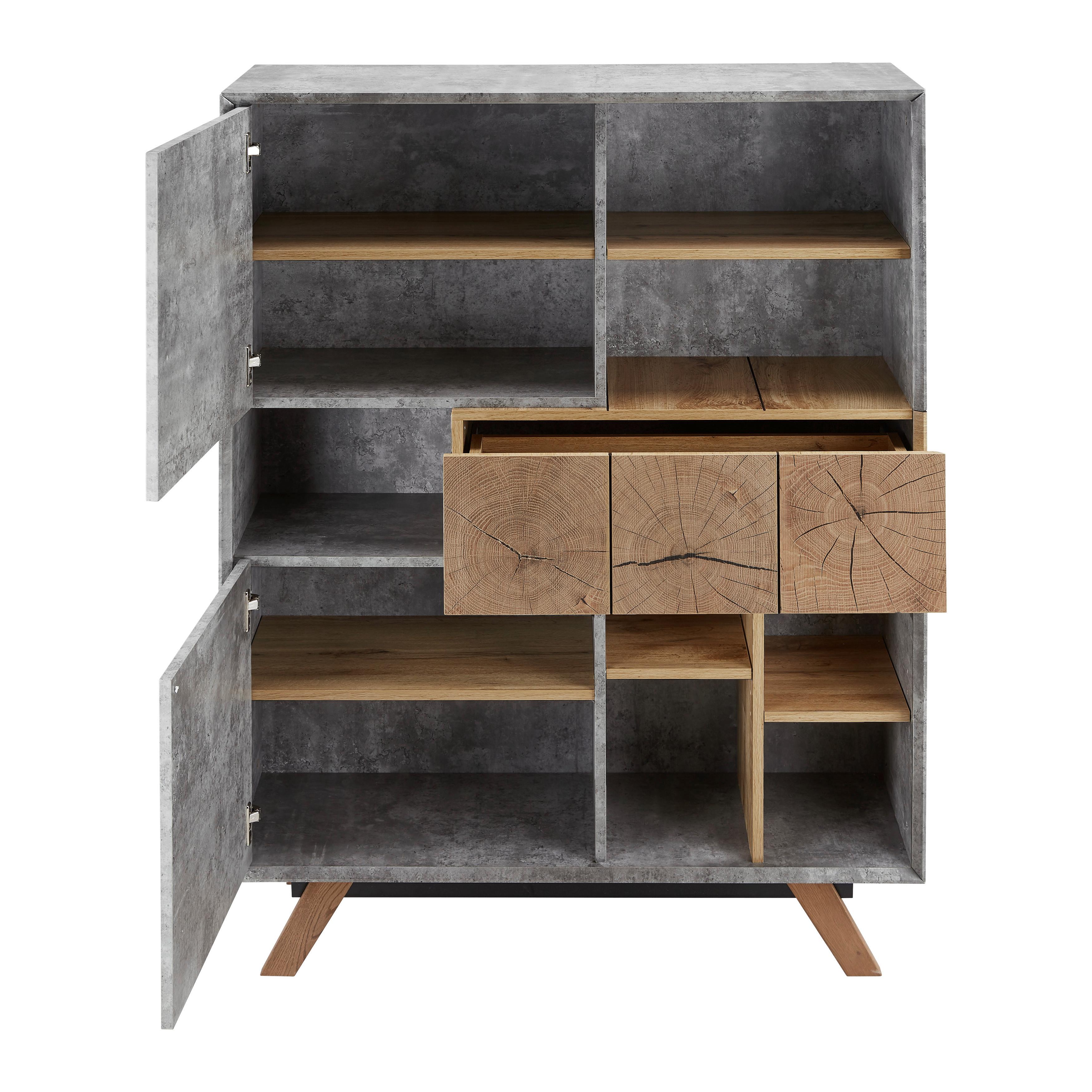 Komoda Casper - farby dubu/sivá, Moderný (100/133,5/40cm) - Modern Living