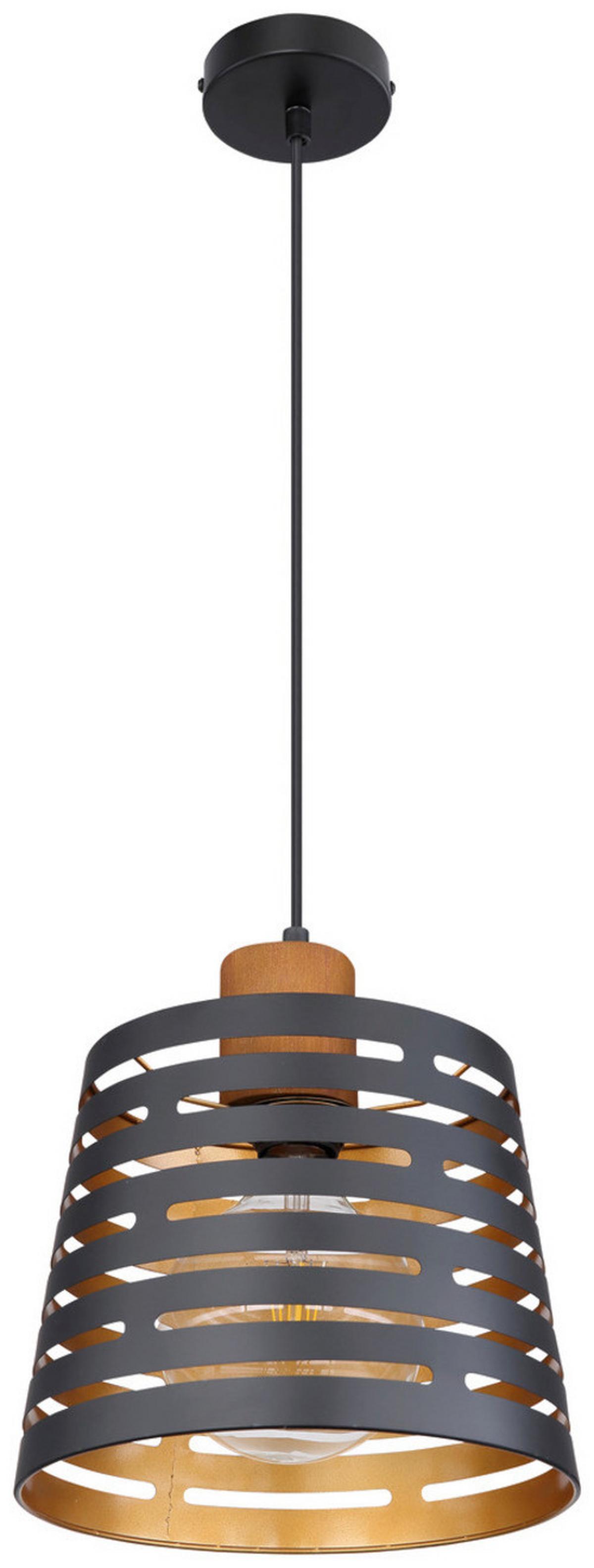 Hängeleuchte Ablona H: 120 cm 1-Flammig, Schwarz/Gold - Goldfarben/Schwarz, Natur, Holz/Metall (25/120cm) - Globo