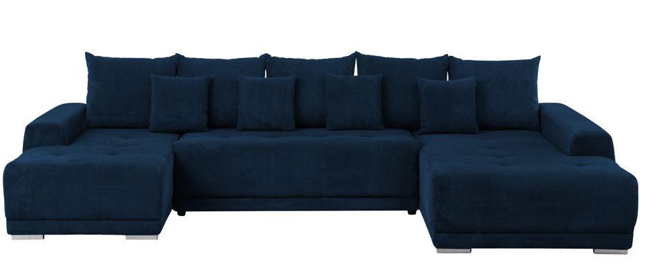 Wohnlandschaft Madeleine Blau U: 180x350x203cm - Blau/Silberfarben, Design, Textil (180/350/203cm) - MID.YOU