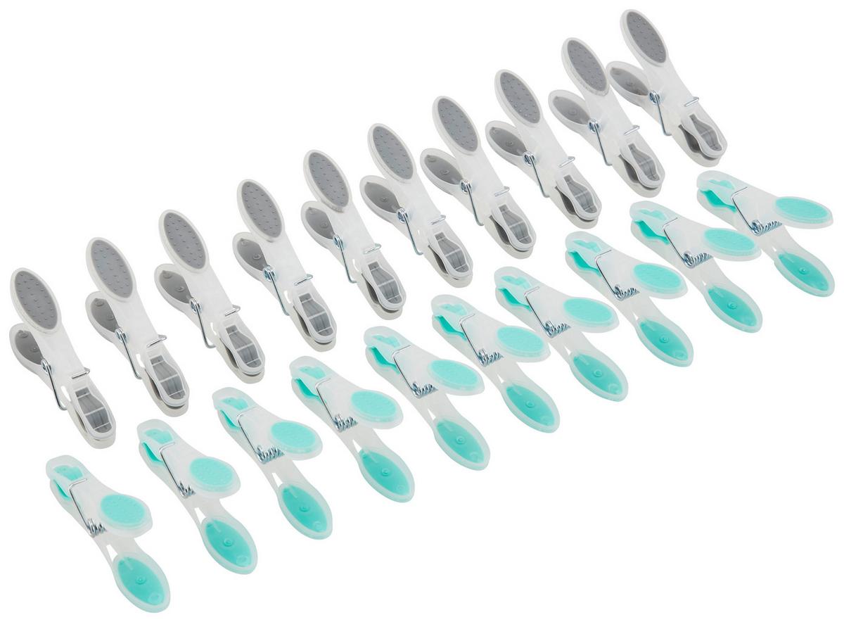 Wäscheklammern Barbarella 20 Stk. Grau/blau - Blau/Transparent, Basics, Kunststoff/Metall - Homezone