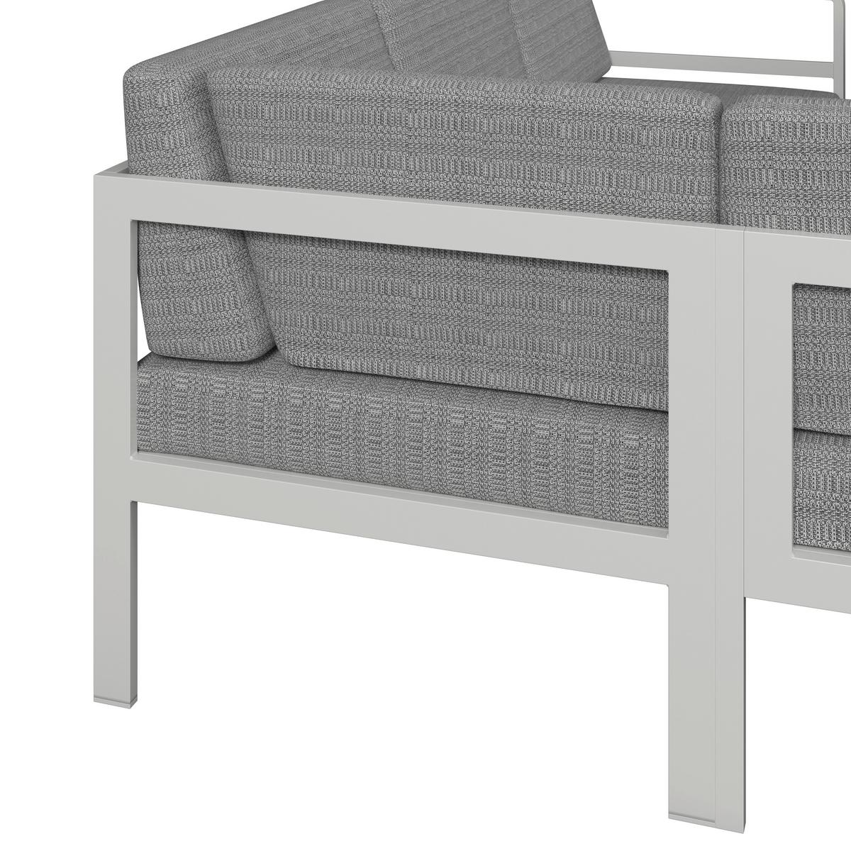 JEDÁLENSKÁ TERASOVÁ SÚPRAVA ARUBA - biela/svetlosivá, Modern, kov/textil - Bessagi Garden