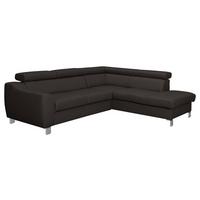 Ecksofa Aspen Lederlook Dunkelbraun 245x208 Cm - Chromfarben/Dunkelbraun, Design, Leder/Textil (245/208cm) - Livetastic