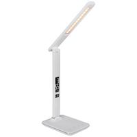 LED-Tischlampe Tanna dimmbar Weiß mit Kalenderfunktion - Chromfarben/Weiß, Basics, Kunststoff (31/14/59.5cm) - Globo