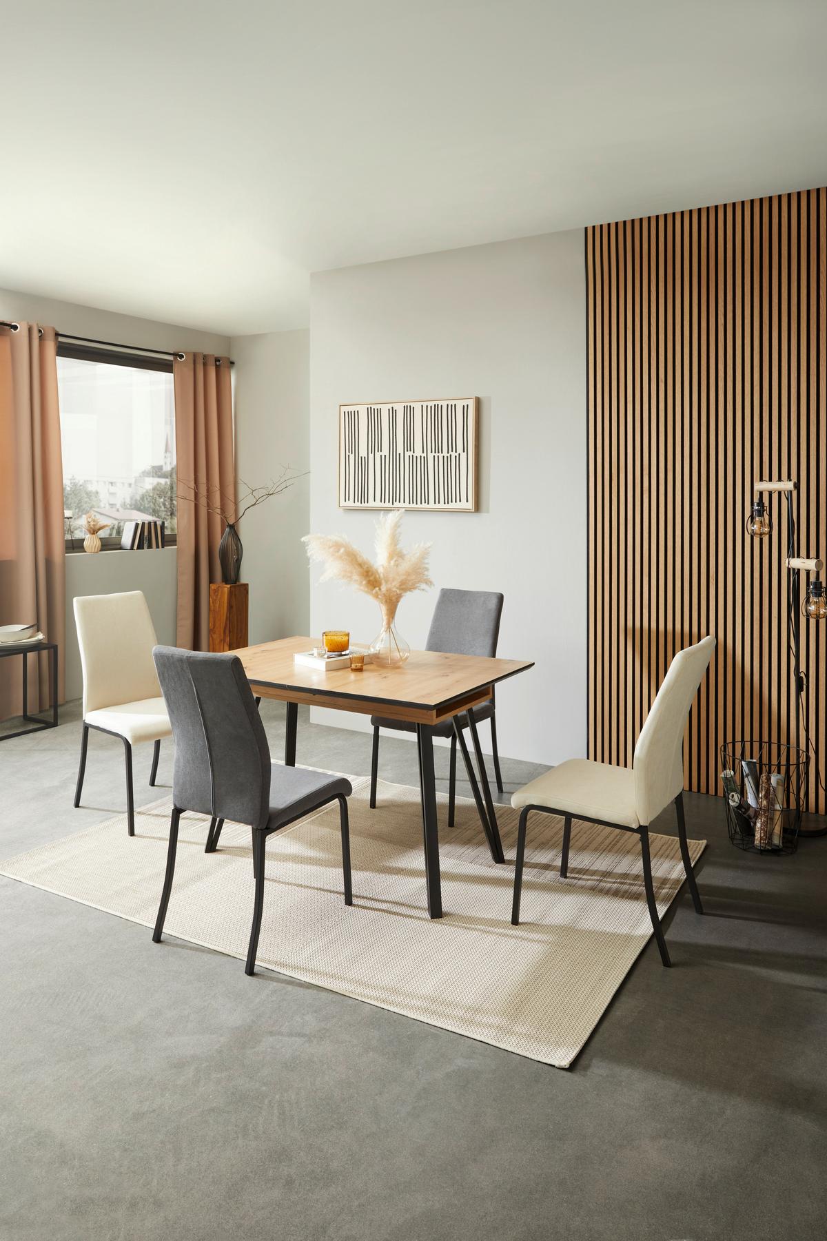 Rozkládací stůl 120-160/75/80cm - černá, Konvenční, kov/kompozitní dřevo (120-160/75/80cm)