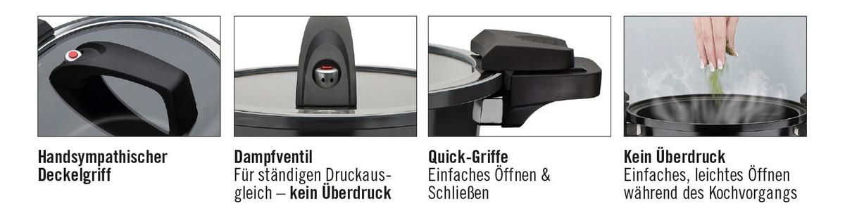 Kochtopf 6 l Aluminium, schwarz - Schwarz, Basics, Metall (24/16cm) - GSW
