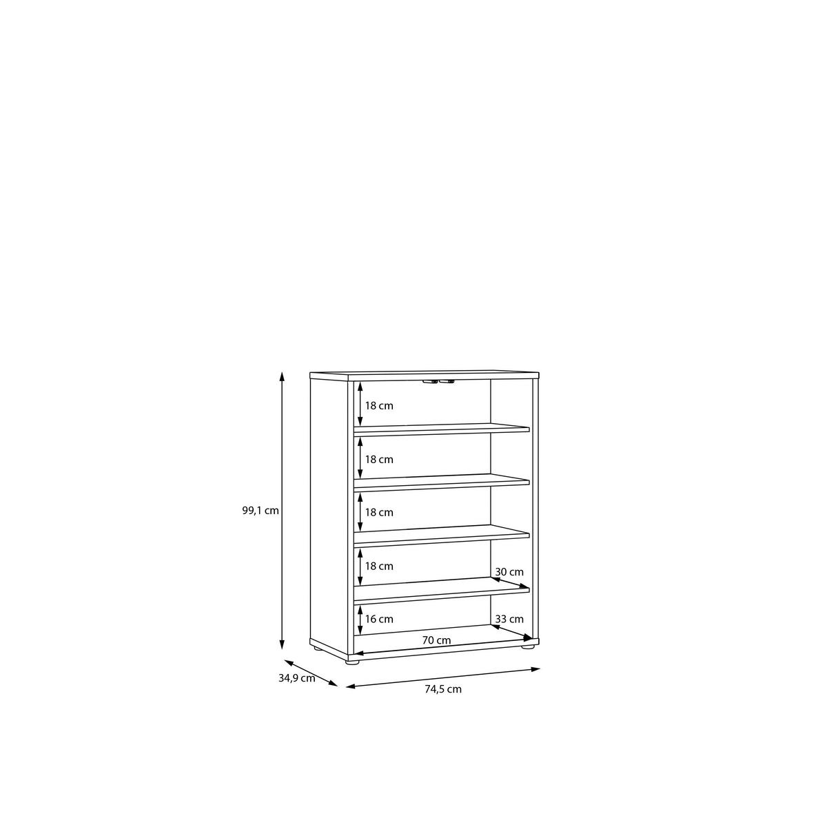 Botník barva taupe - šedá/šedohnědá, Moderní, kompozitní dřevo/plast (74,5/99,1/34,9cm)