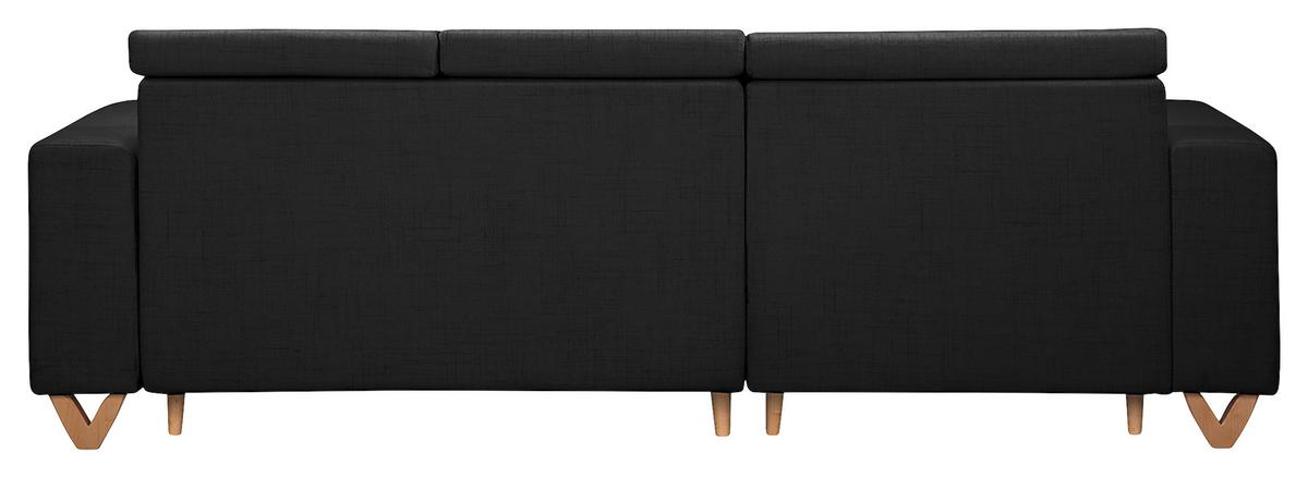 Ecksofa Bella Schwarz S: 257x174 cm - Wengefarben/Schwarz, Design, Textil (257/174cm) - Livetastic