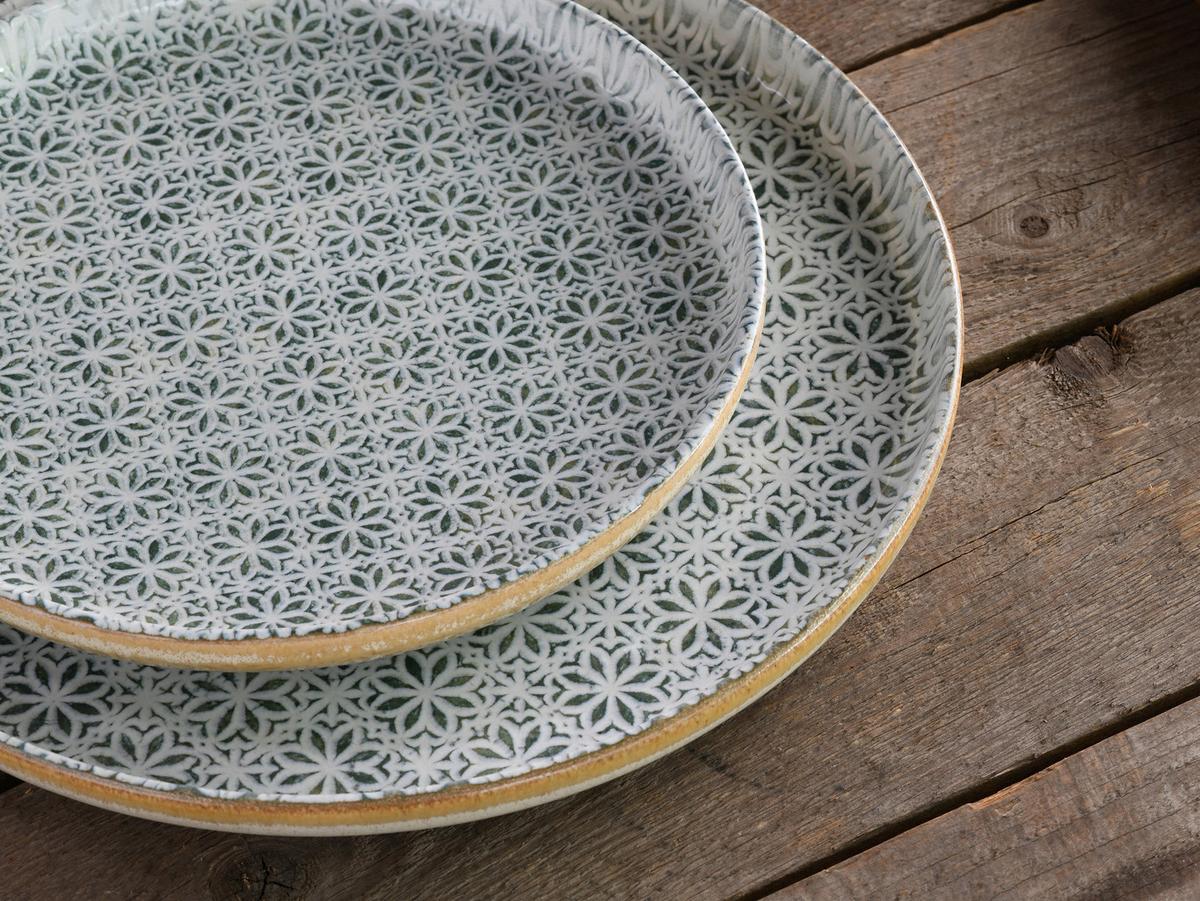 Tafelservice Uno Emiliana 12--Teilig., Creme, Grün - Creme/Grau, Basics, Keramik - Creatable
