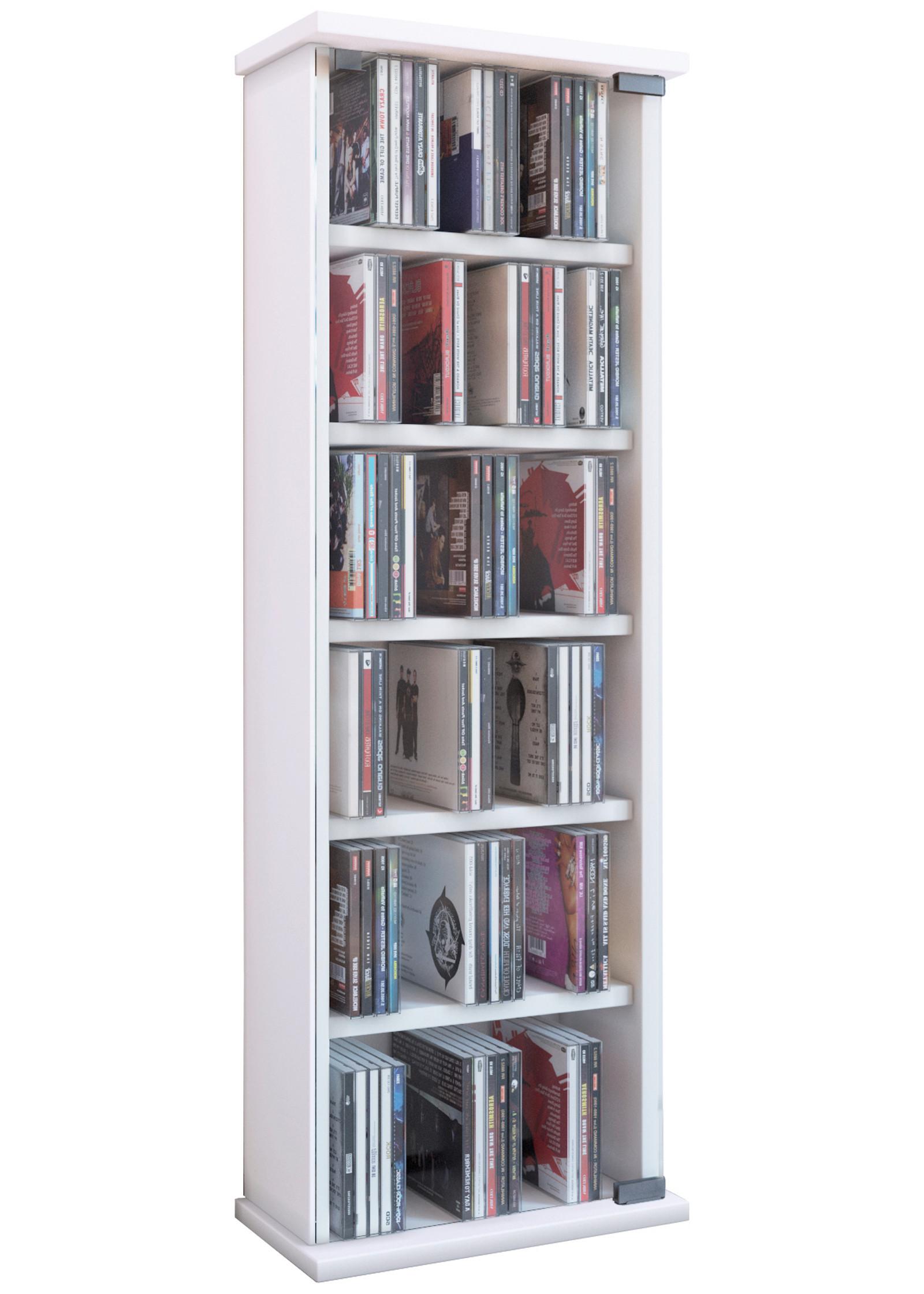 CD Regál Vetro biely - biela, Konventionell, kompozitné drevo/sklo (31/92/18cm) - MID.YOU