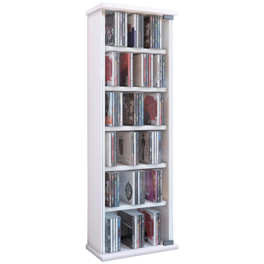 CD Regal mit Glastür Vetro 31 cm Weiß